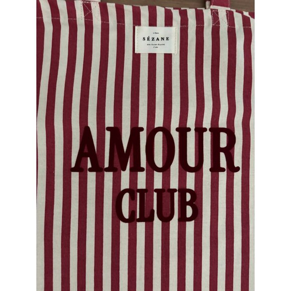 New Sézane Amour Club Striped Tote Bag - Picture 3 of 4